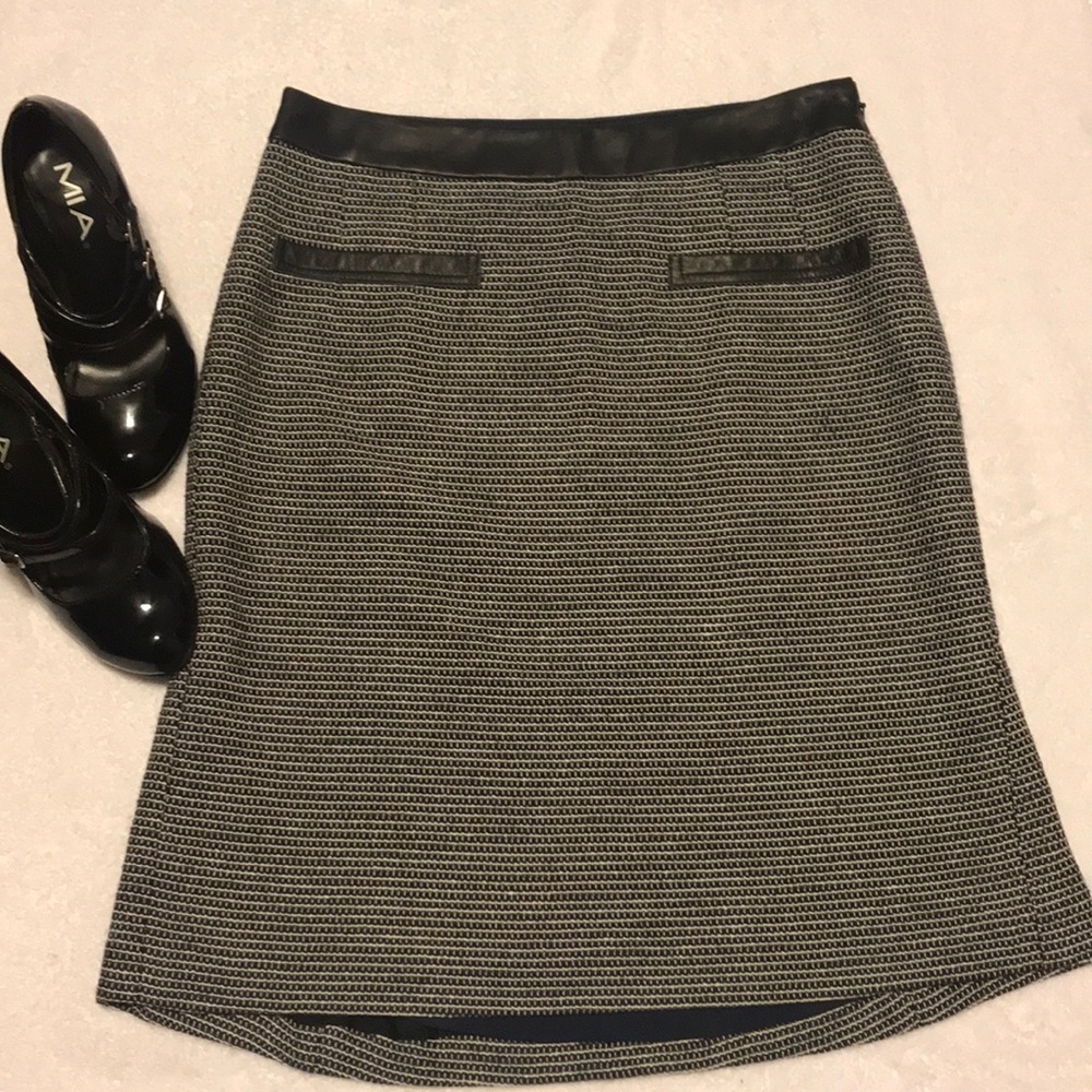 Etcetera Leather Waist Textured Skirt